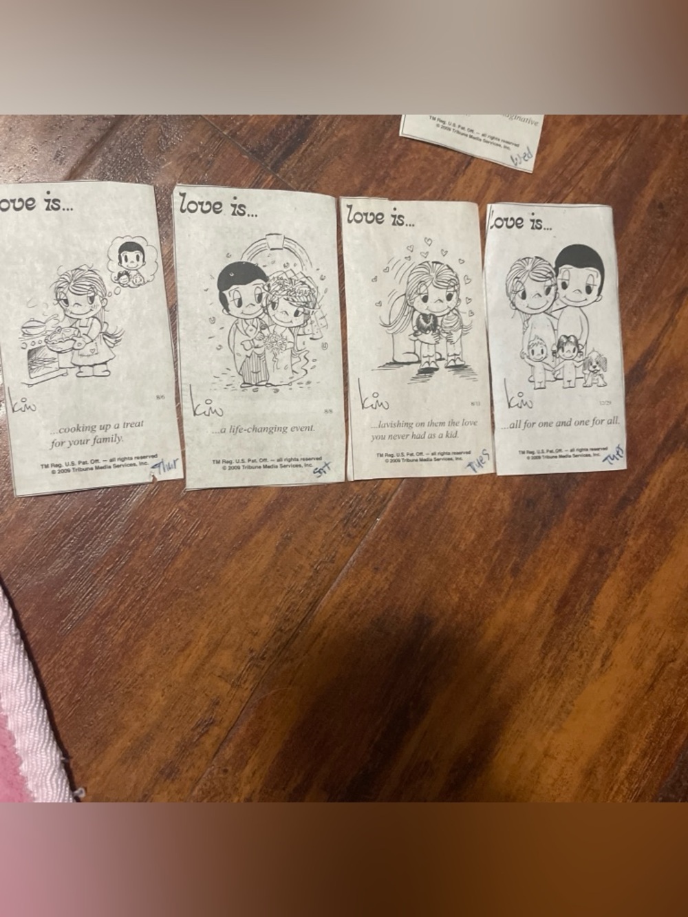 Love Is... Comic Strip newspaper cuttings - Black & White Set of 4